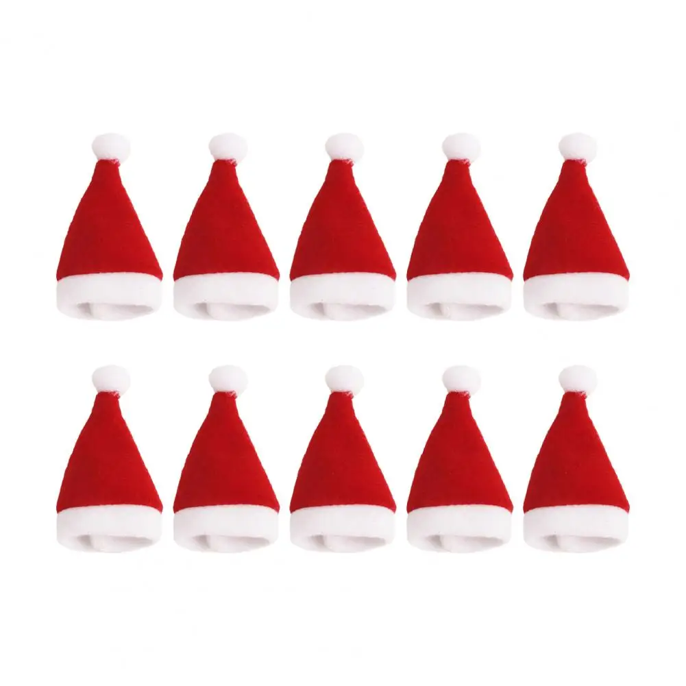 Mini Christmas Hat Decoration Traditional Christmas Headpiece Set of 10 Mini Santa Hat Wine Bottle Covers for Party