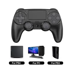 Wireless Gamepad with Six-Axis Gyros & Dual Vibration Game Controller (Black)