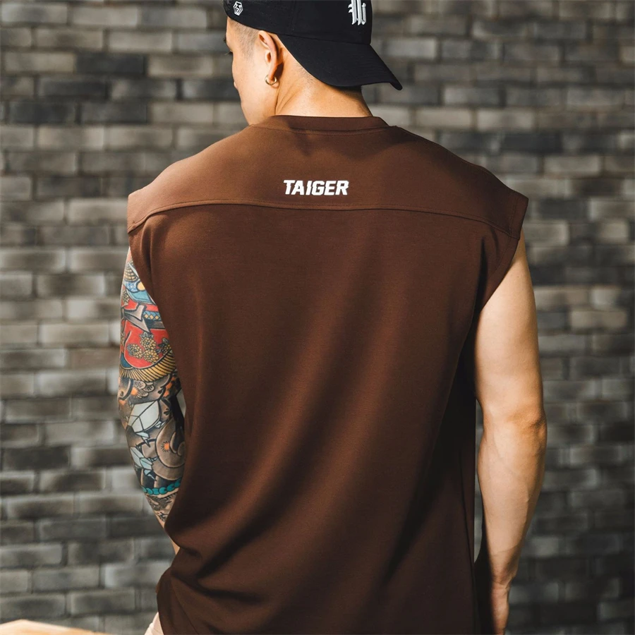 

Summer New Men Tank Top Cotton Workout Bodybuilding Sleeveless Shirt Gym Fitness Training Printed Male Vest Casual Top Clothes
