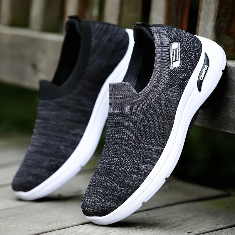 Zapatillas de planas para hombre, zapatos deportivos de malla transpirable la moda, Tenis ligeros sin cordones, mocasines informales verano, novedad de vulcanizado de hombre| - AliExpress