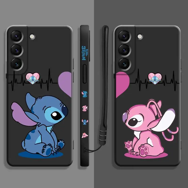 Disney Stitch Angel Heartbeat Half Love Liquid Case For Samsung