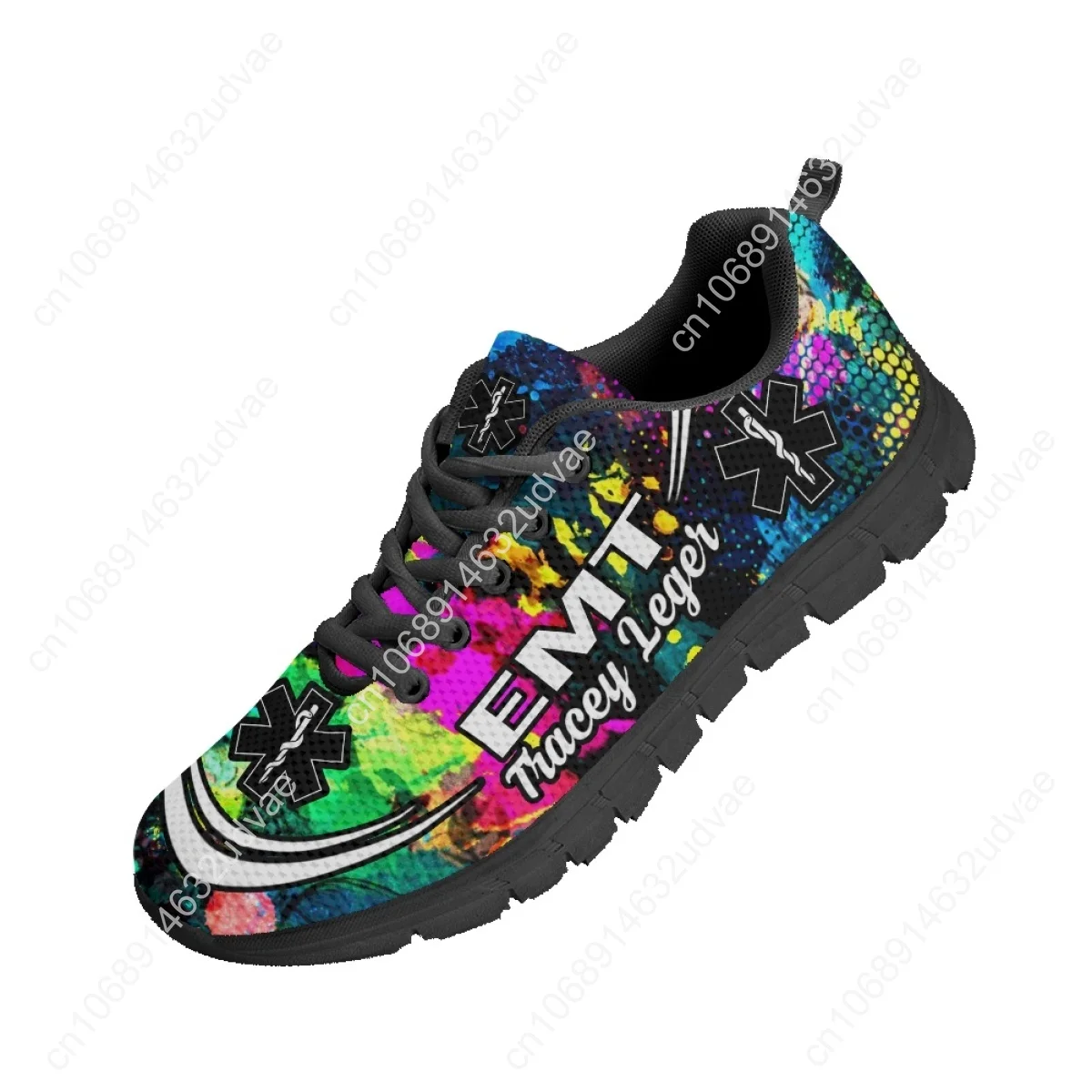 Paramedic EMT EMS Tie Dye Pattern Casual Snekaers For Women Wear-Resistant Flat Shoes Ladies Non-Slip Sport Zapatos