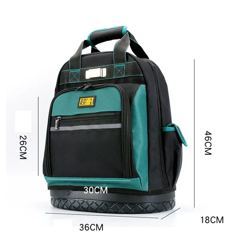 New High Quality Heavy Duty Canvas Tool Backpack Tool Bag Multi-pocket Plastic Bottom for Electrician Woodworker