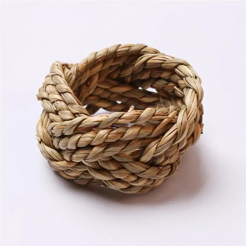 Woven Handmade Napkin Ring Woven Rustic Natural Napkin Ring Holder Table Decor Wooden Easter Rattan Rings Buckle 6Pcs napkin ring