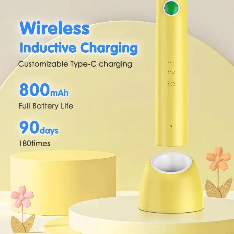 어린이용 소닉 전자 칫솔(2개의 브러시 헤드 포함) 3개의 치아 구강 모드 800Mah 배터리 자기 Ievitation 모터