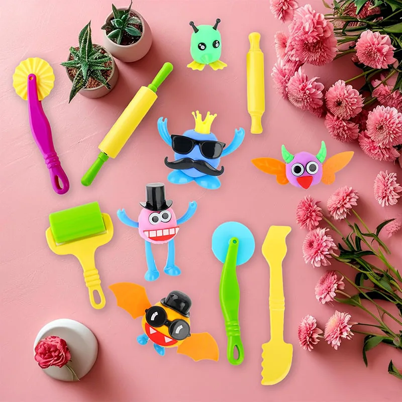 Children DIY Play Dough Tools Set Creative Plastic Cutters Rollers Molds Playdough Decorative Accessories Toddler Kids Toys Gift 2