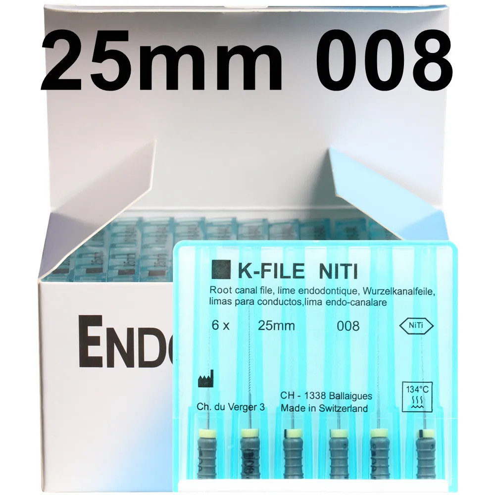 10 Packs 21/25mm Dental K-FILE NiTi Flexible Endo Root Canal K Files Hand Use Endodontic Nickel Titanium Dentistry Instruments