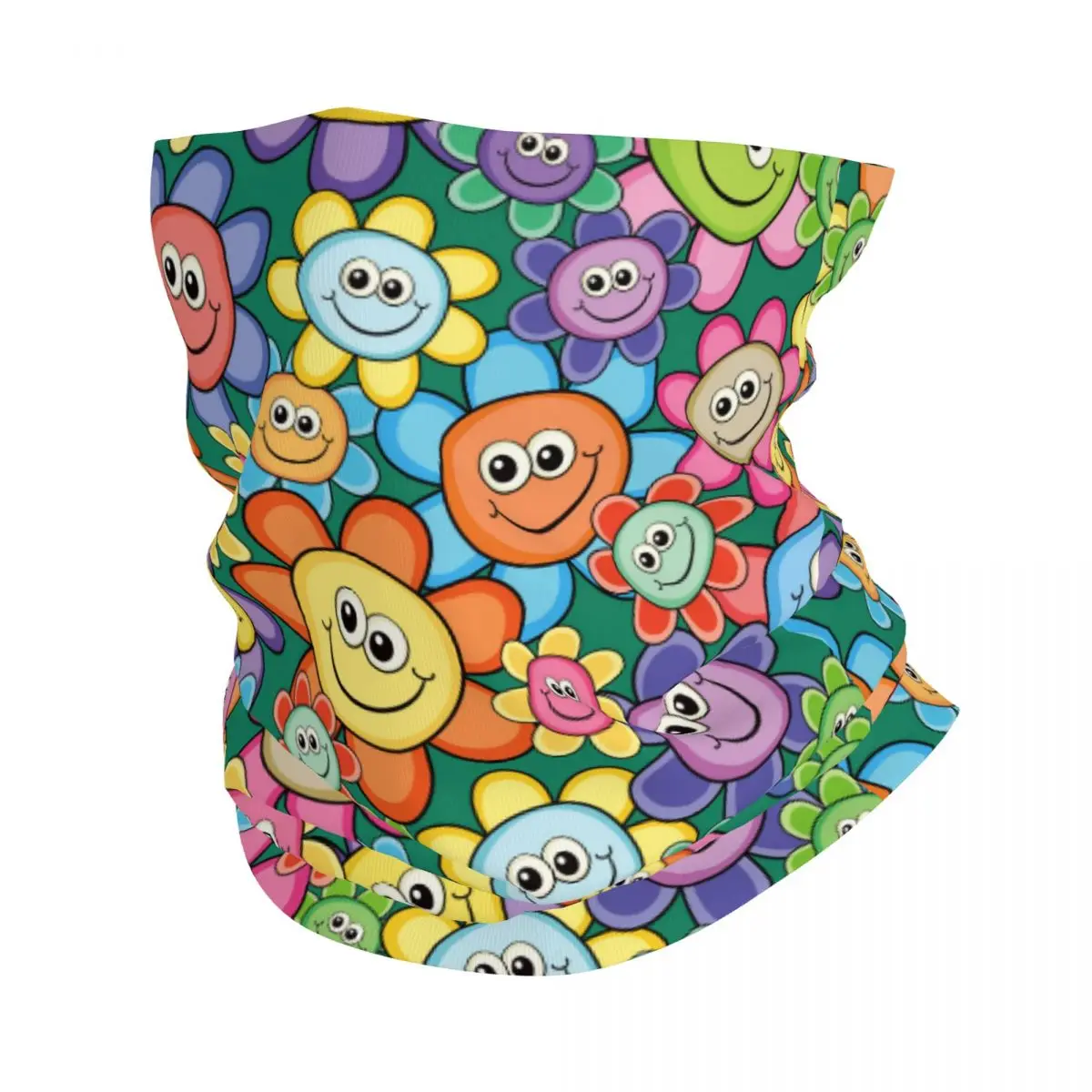 

Smile Face Colorful Bandana Neck Cover Printed Balaclavas Wrap Scarf Multifunctional Headband Riding for Men Women Washable