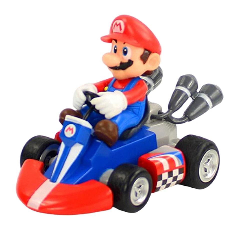 Super Mario Pull Back Car Green Yoshi Donkey Kong Bowser Luigi Toad Princess Peach Action Figure Toys Anime Game Doll Kid Gifts