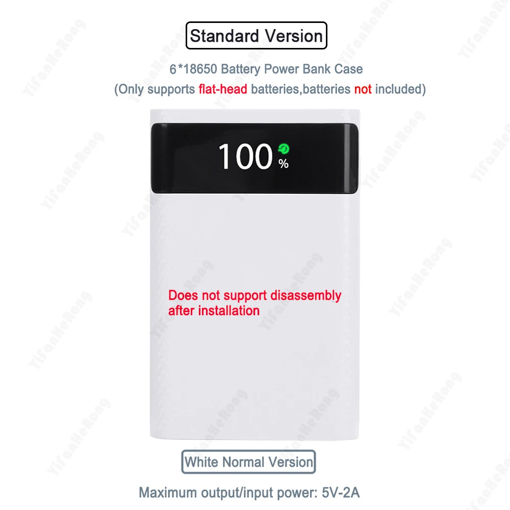 Usb Carregamento Rápido Portátil Externo 5v Faça Você Mesmo 6*18650 Case Power Bank Caixa de Armazenamento de Carregamento da Bateria com Lanterna 20000mah pd 18w - Image 4