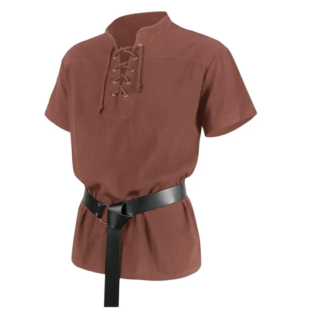

New Renaissance Medieval Pirate Bandage Short Sleeve Viking Knight Costume Cosplay Shirt Hippie Gothic Pirate Corset Shirt