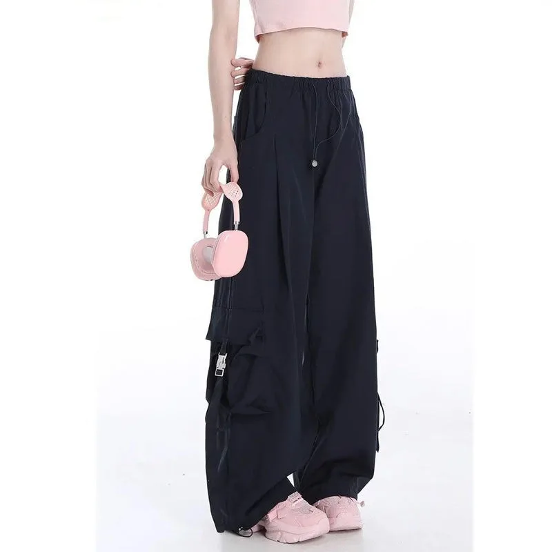 Deeptown Y2k Vintage Cargo Pants Women Streetwear Korean Fashion Baggy Sweatpants Harajuku Style Wide Trousers Aesthetic Casual