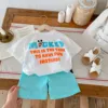 Mickey Mouse Cartoon T-shirt Outfits Summer Boys Clothes Tracksuit Popular Design Children's Wear Set Short Sleeve Tees + Shorts 2