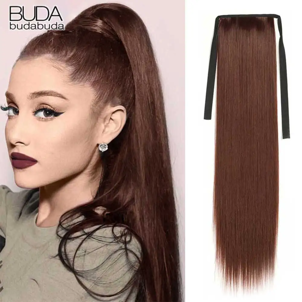 

Синтетические волосы для конского хвоста 22 дюйма, термостойкие волоконные прямые ленты для наращивания волос, натуральные светлые искусственные волосы