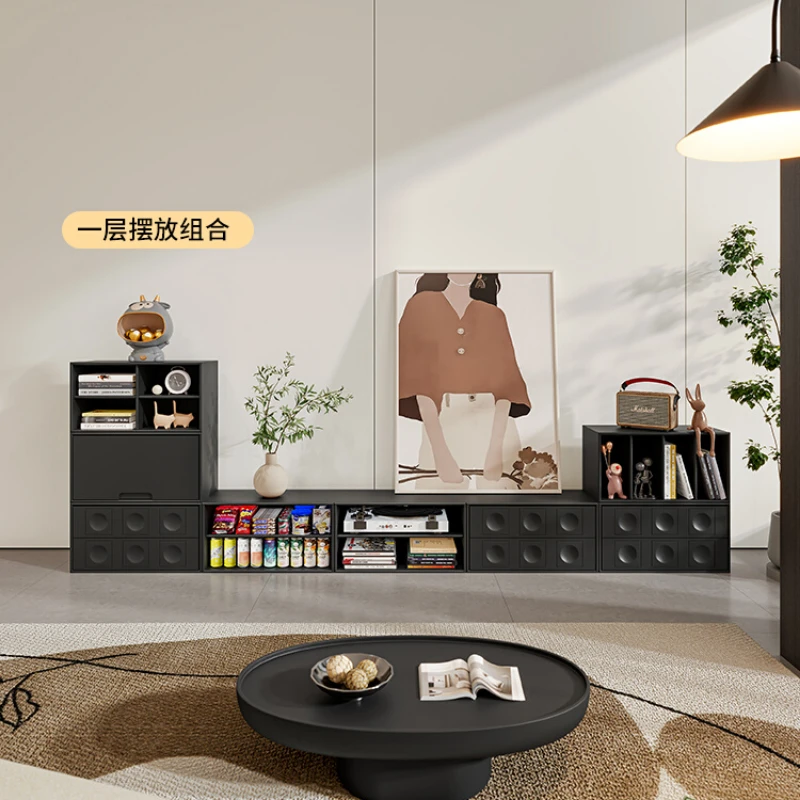

Solid wood multifunctional free combination cabinet black TV cabinet