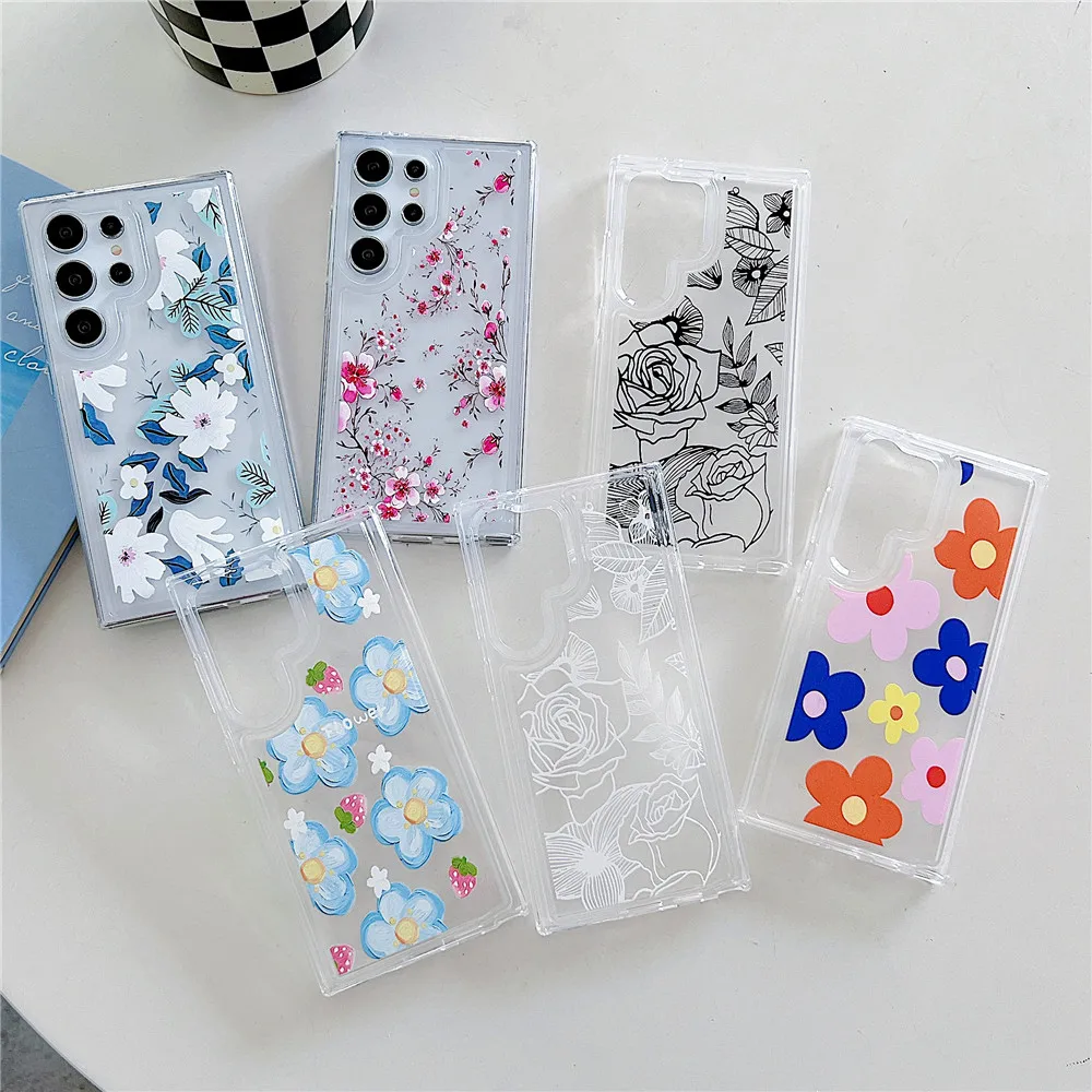 INS Stil Blumen Telefon Fall Für Samsung A54 A34 A24 A14 A73 A53 A33 A23 A13 A04S A72 A52 A32 A15 a35 A55 5G Weichen_voghion.com