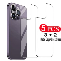 5 - in - 1 Clear Tempered Glass Protection Kit - Back and Lens Guards - 5in1 (For iPhone 15 ProMax)