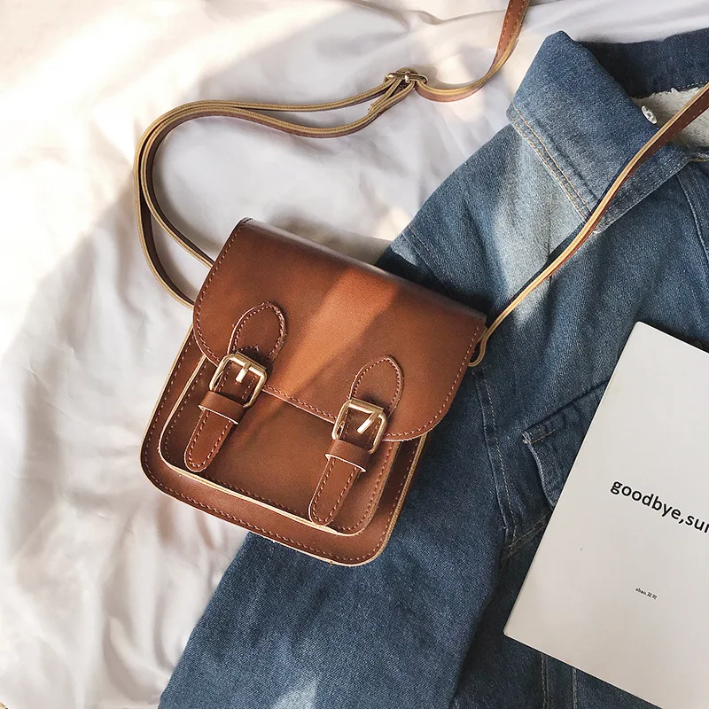 Korea Simple Cambridge Bag British Retro Mini Commuter PU Student Small Square Bag Shoulder Messenger Bag