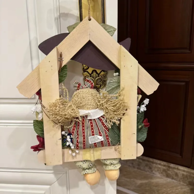 Creative doll pendant Pendant Door decoration Pastoral style straw woven children's room cute wall decoration