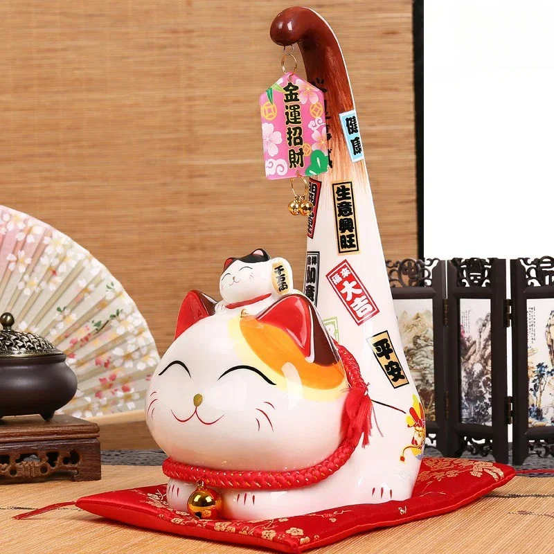 

1 шт., керамическая статуя счастливой кошки в японском стиле