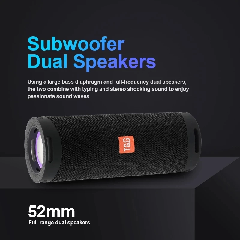 Alto-falante Portátil sem Fio Bluetooth Luz de Cor Coluna Estéreo Subwoofer Impermeável Suporte Usb tf fm Exterior Tg289 - Image 4