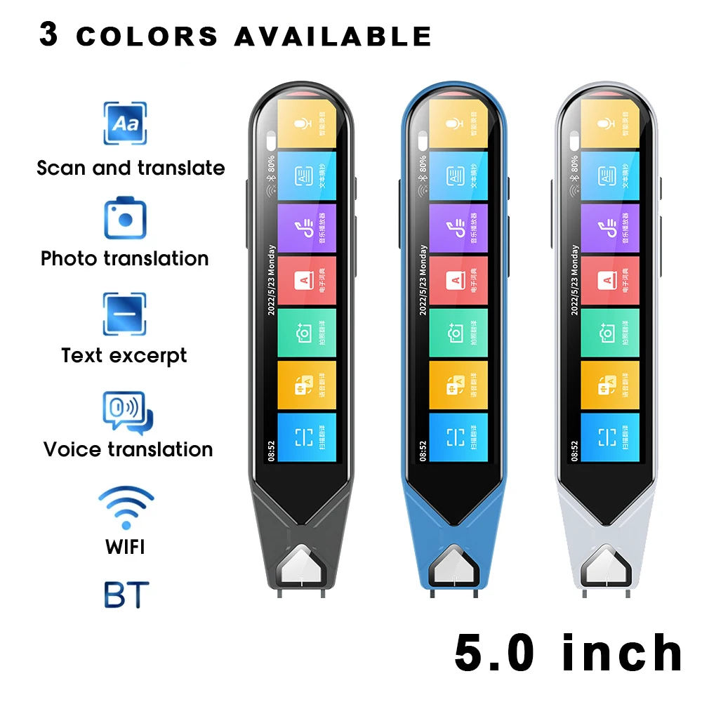 

HGDO MD08 Smart Voice Translator 5.0" Screen Dictionary Translation Pen Scanner Text Scanning Translator Device 116 Languages