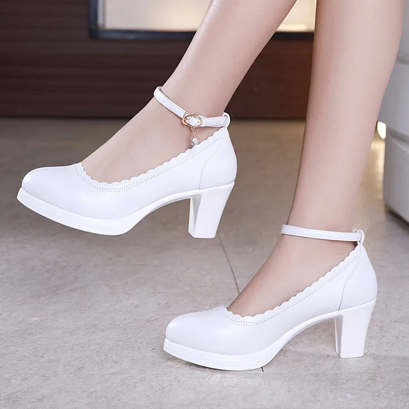 Zapatos de tacón medio para mujer, calzado con plataforma de talla grande  32 43, para Primavera, boda, oficina, fiesta, baile, 2022|Zapatos de tacón  de mujer| - AliExpress