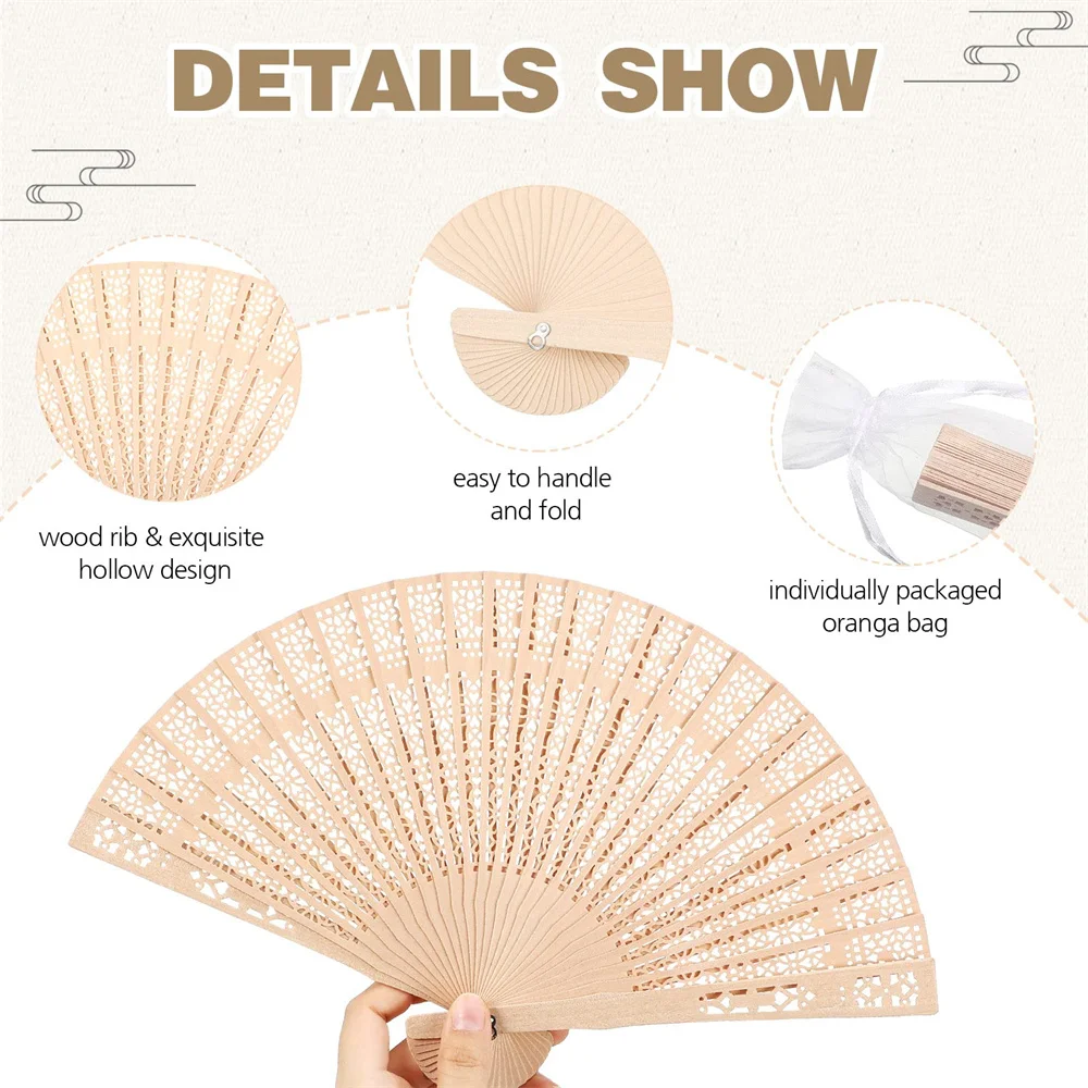 

Women Elegant Wood Fans With Tassels Decor Folding Hand Fans Festival Party Dance Props