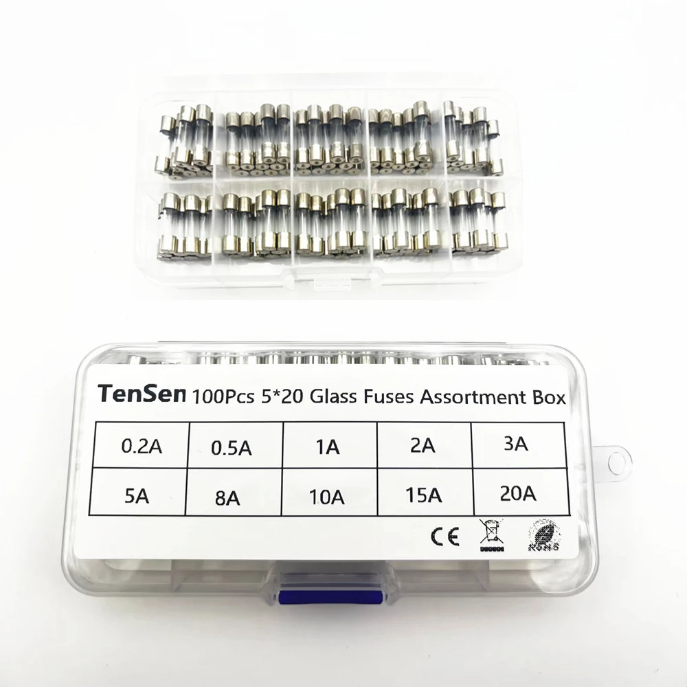 Resistor Kit 10,15Kinds 5*20 6*30 Fastblow Glass Tube Fuses Car Glass Tube Fuses Assorted Kit 5X20 with Box fusiveis 0.2A-30A Household