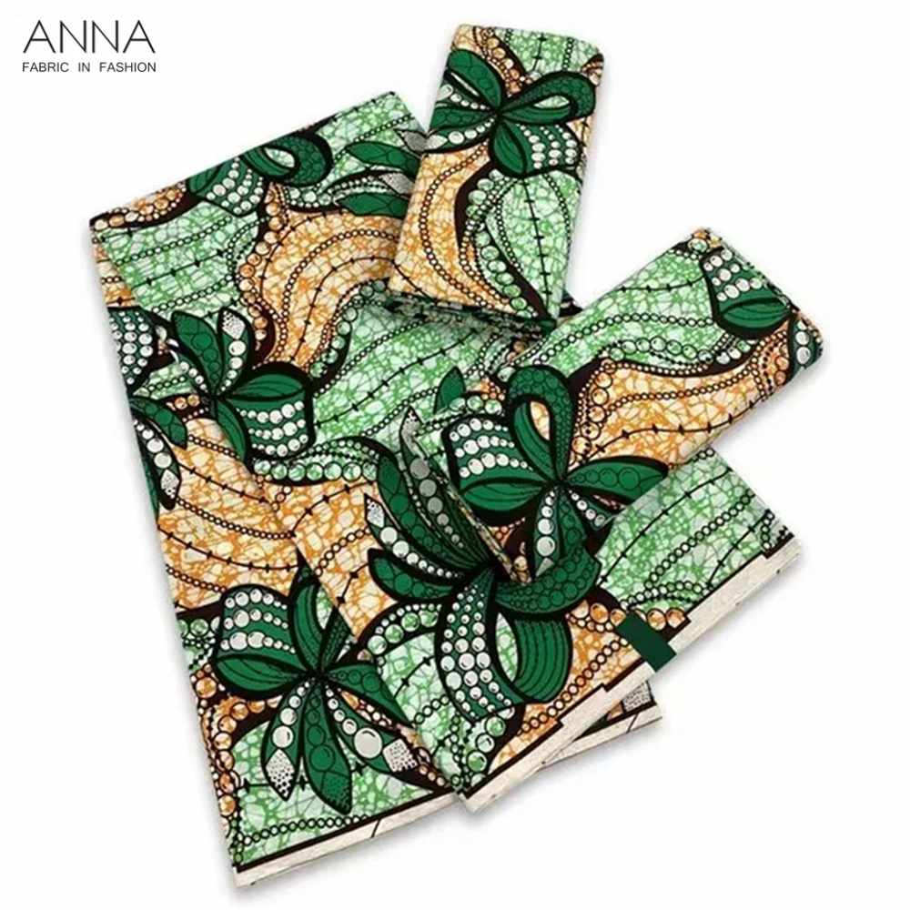 

African Wax Fabric Super Fabric 100% Original Ankara Wax Fabric Block Print Batik Dutch Fabric 6yards For Wedding Party VL-64