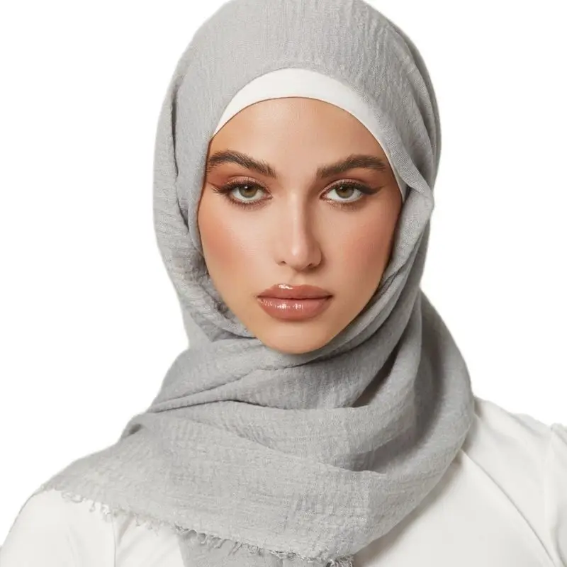 Big Size Crinkle Cotton Hijab Headscarf Women Cotton Muslim Head Wraps Headbands Long Shawls Musulman Scarves Turbans Foulard 5
