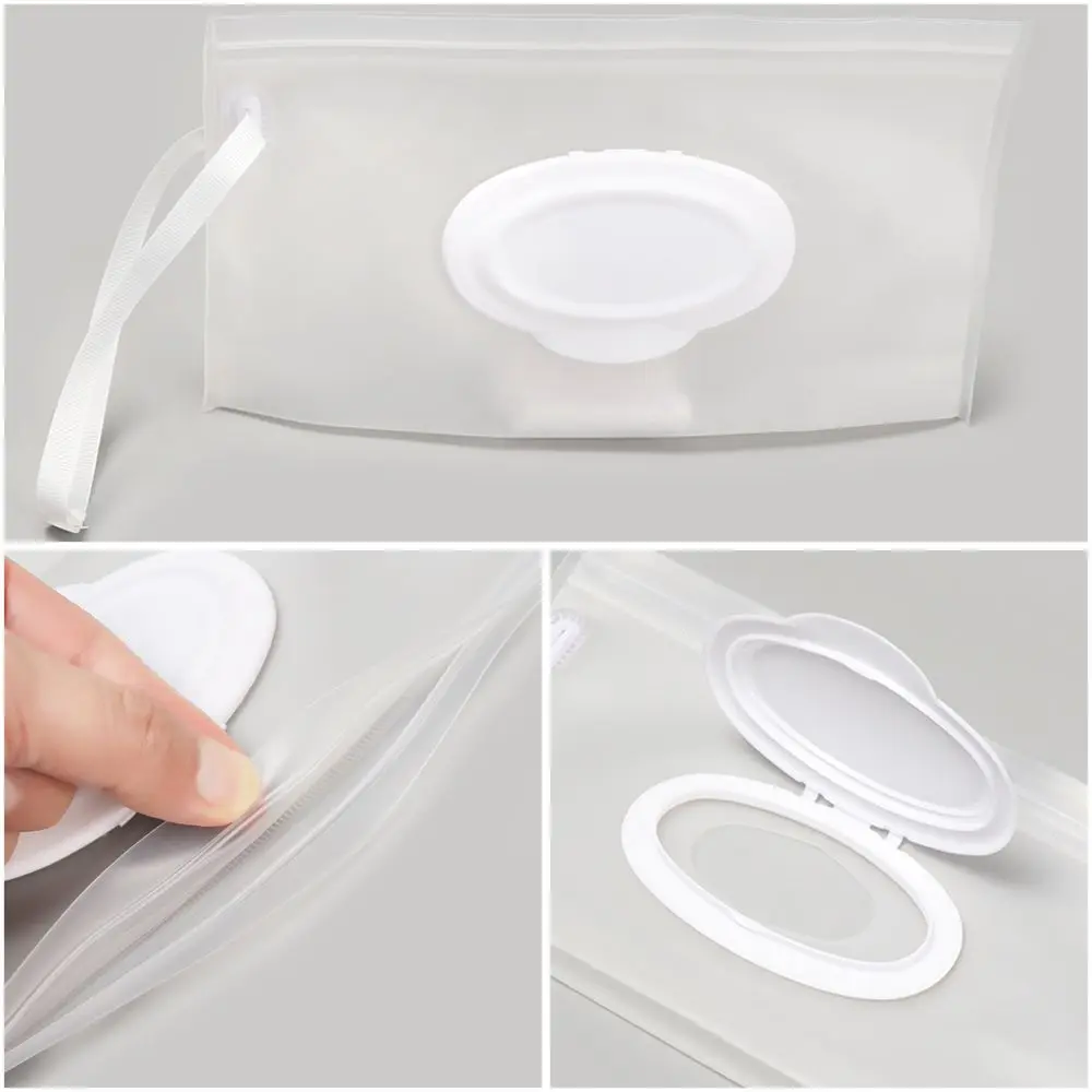 Transparent Wet Wipes Bag Snap Strap Napkin Storage Pouch Easy-carry Eco-Friendly Mask Case Reusable Cosmetic Container 2
