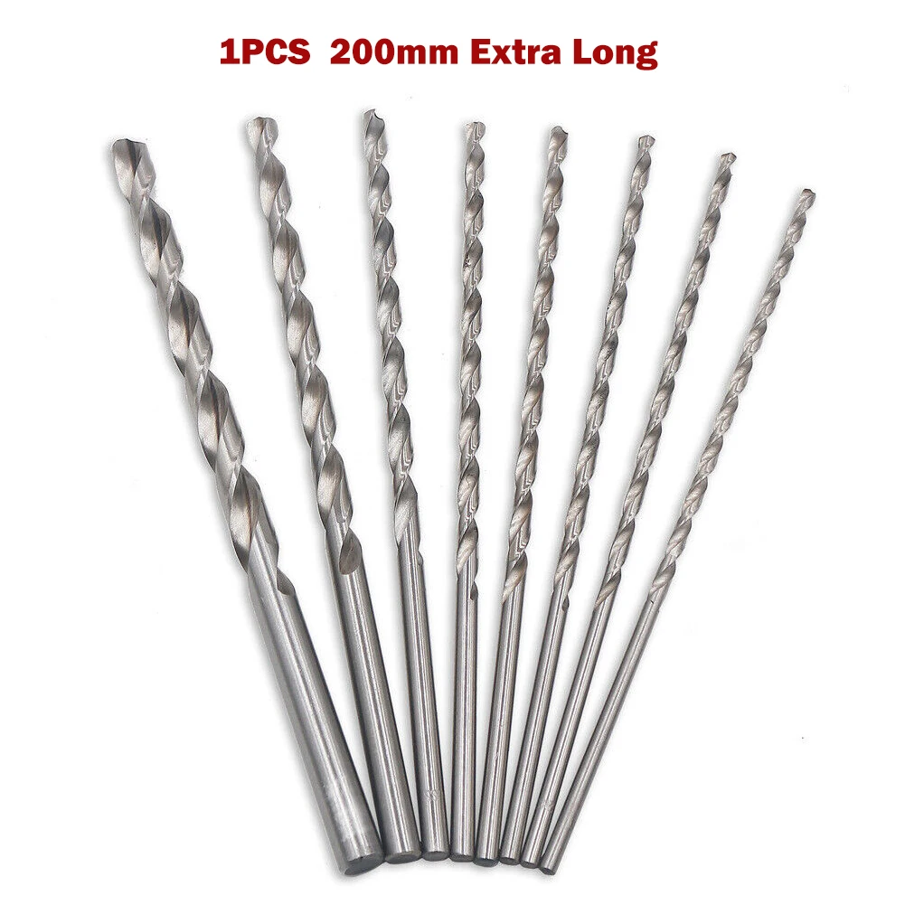 1pc 200mm Extra Long High Speed Steel HSS Drill Bits Straight Shank