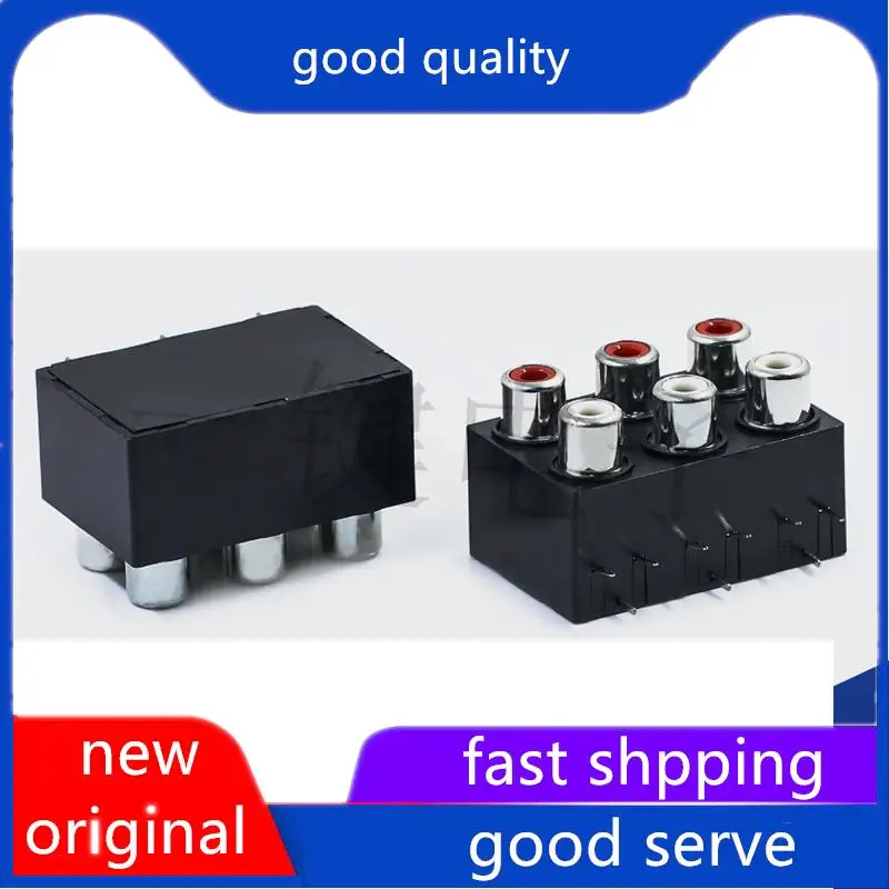 

10 шт. Оригинальный Новый одноъядерный разъем AV 9-контактный разъем RCA 6-отверстие печатная плата припаянная для аудио и видео стандартная герметичная