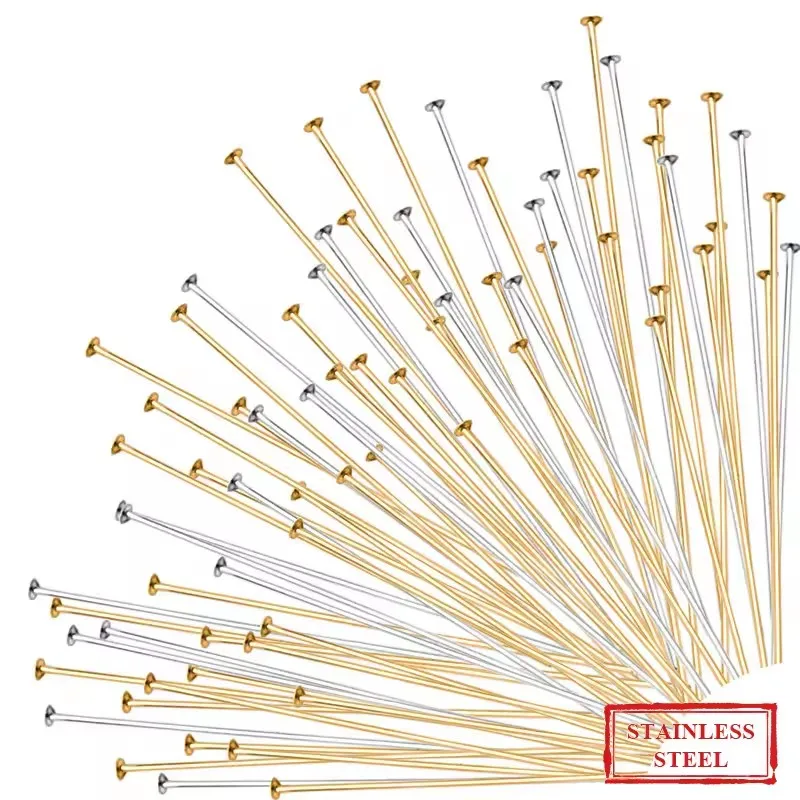 Stainless Steel Flat Head Pins 20/25/30/40/50mm Earrings Findings Needles For Jewelry Making Findings Accessories DIY Supplies