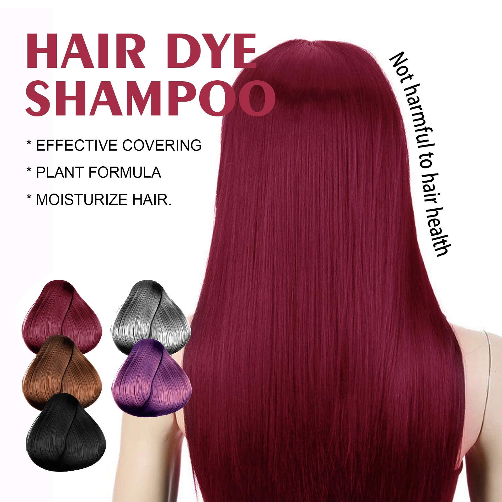 3-in-1 Hair Dye Shampoo - Nourishing Black Hair Color  Repair