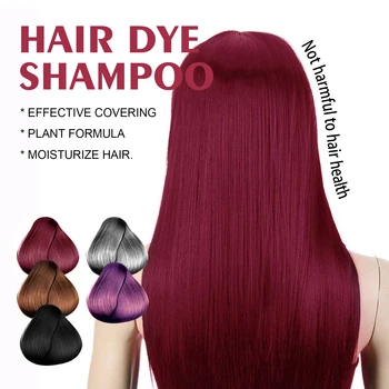 Shampoo per tintura dei capelli 5 colori 3in1 Riparazione rapida della tintura dei capelli Pulizia a secco Nutriente Radice dei capelli Restauro Colorazione Shampoo nero