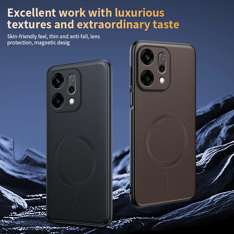 Ultra Thin Magnetic Leather Wireless Charging Phone Case - Sleek Matte Cover