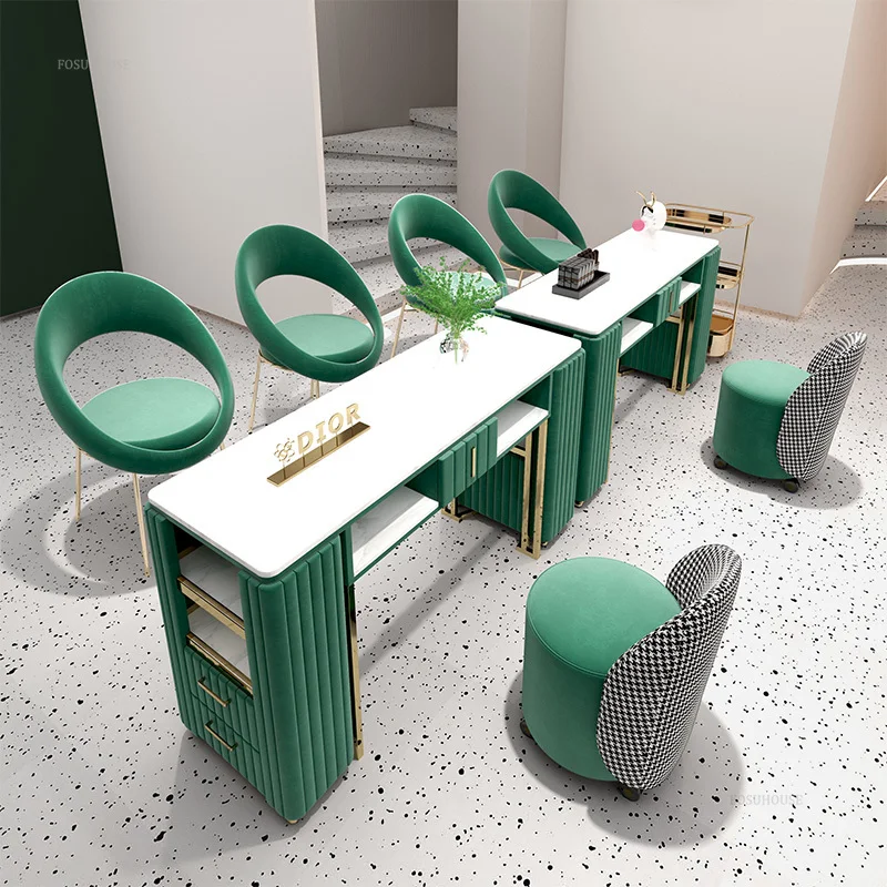 Nordic Commercial Furniture Nail Tables Simple Modern Cloakroom Manicure Table Fashion Hair Salon Multifunctional Storage Desk G