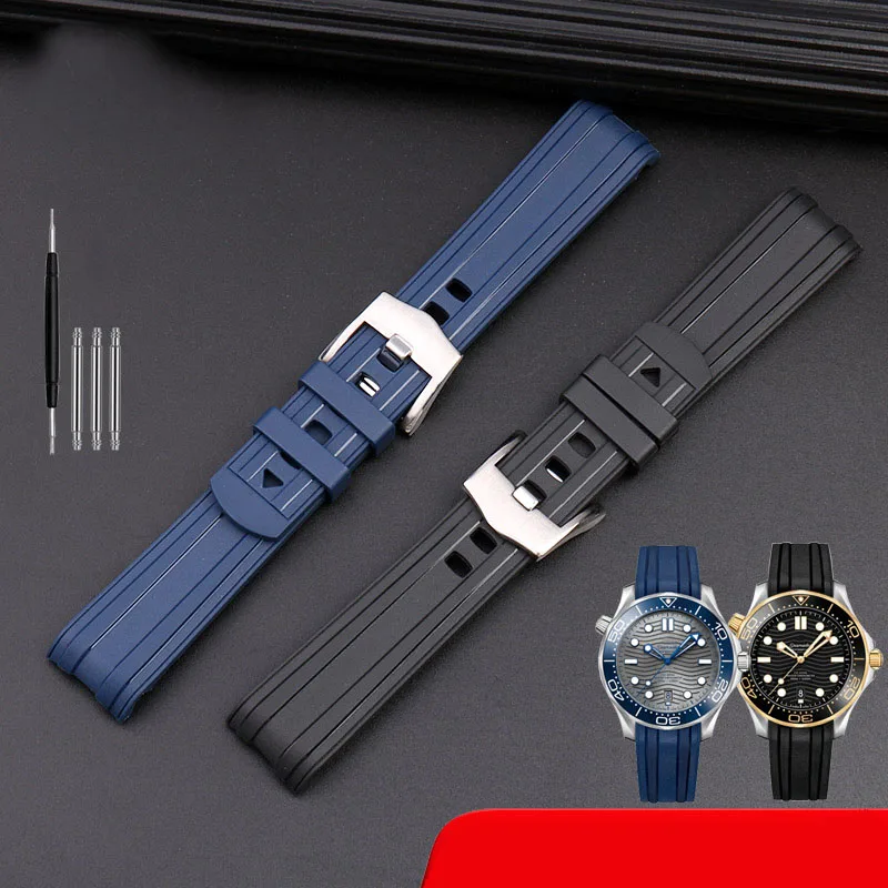 20mm 22mm High Quality Silicone Watch Band Belt For Omega New Seamaster 300 AT150 Ocean Universe 007 Diving Rubber Watch Strap