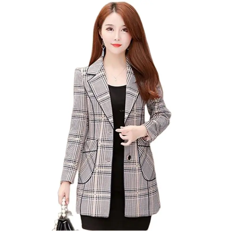 New Suit Ladies Plaid Long Coat In The Spring Of 2023 New Temperament Moms Fashion Slim Loose And Explosive Suit Pocket CoatTide winter explosive solid color versatile men s turtleneck fashion sweater