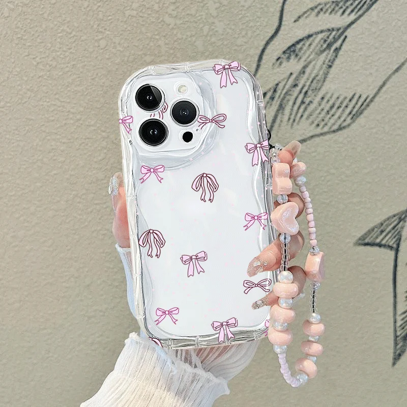 Chic Pink Bow Bracelet Chain Case Cover