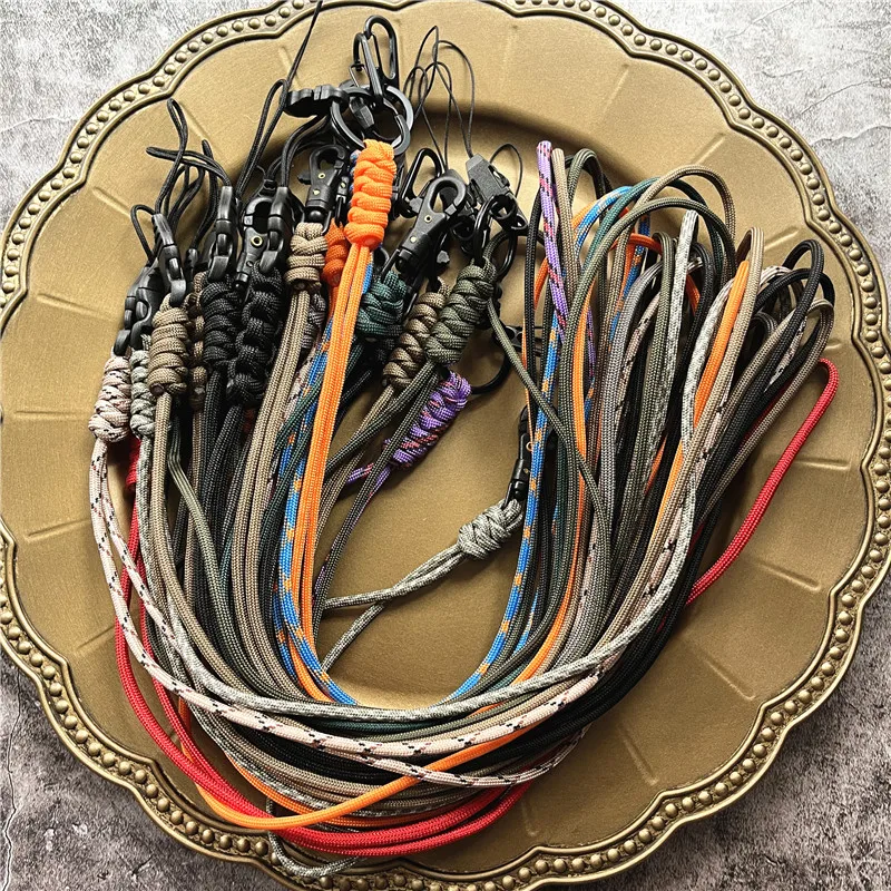 Outdoor Rock Climbing Paracord Keychain Lanyard Snake Knot Split Ring ID Holder Mulyiple Use Long Lanyard For EDC Knife Key