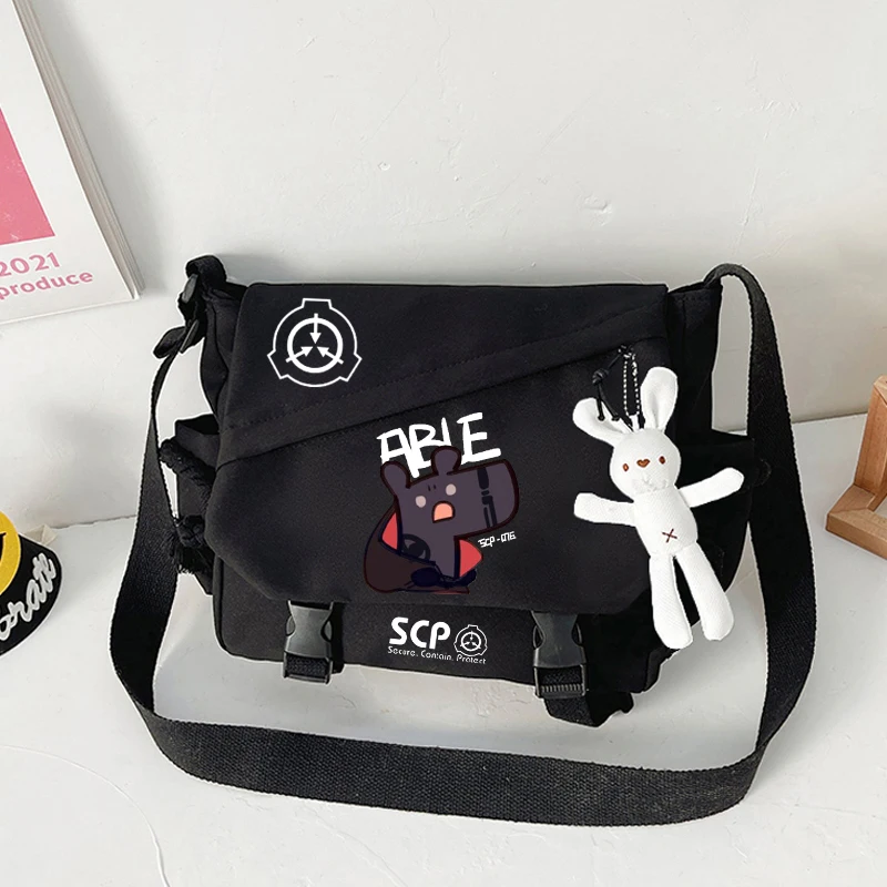 SCP Handbag Messenger Shoulder Strap Travel Bag Black Cartoon 3