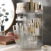 3 Tiers Makeup Organizer 360 Rotating Storage makeup Display Case Large Capacity Cosmetic Storage Display Box Clear for Bathroom 2