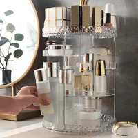 3 Tiers Makeup Organizer 360 Rotating Storage makeup Display Case Large Capacity Cosmetic Storage Display Box Clear for Bathroom 2