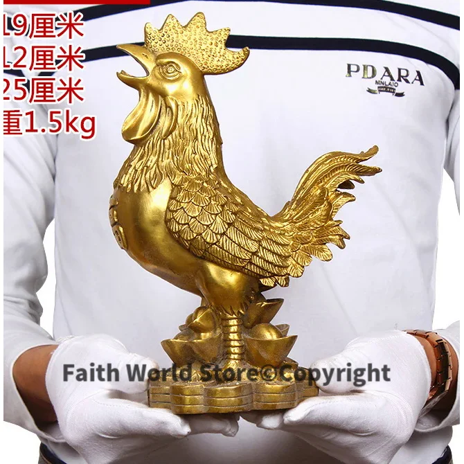 

25CM LARGE # Good luck Talisman # office home shop Money Drawing Lucky efficacious Protection Cock rooster Brass statue