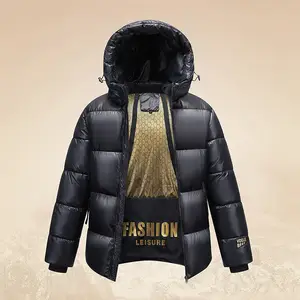 ChaqUeta Larga Para Hombre AbriGo Grueso Ajustado De Invierno Moda Parkas  NegrO