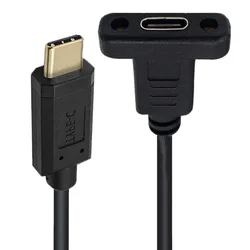 High - Speed USB - C Female to Female Adapter with Panel Mount Screw - 0.3m (Male)