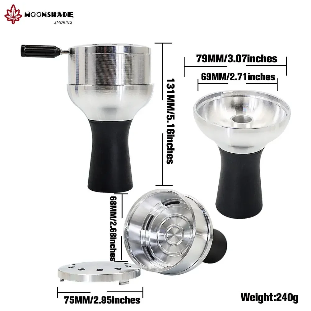 MOONSHADE Arab Shisha Hookah Metal Bowl Set with Cover Heat Management System Charcoal Holder Chicha Bowls Smoking Accessories